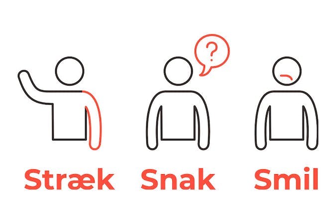 Stræk, snak, smil-illustration