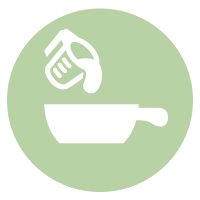 Grafik stuvet - pande med decilitermål med fløde