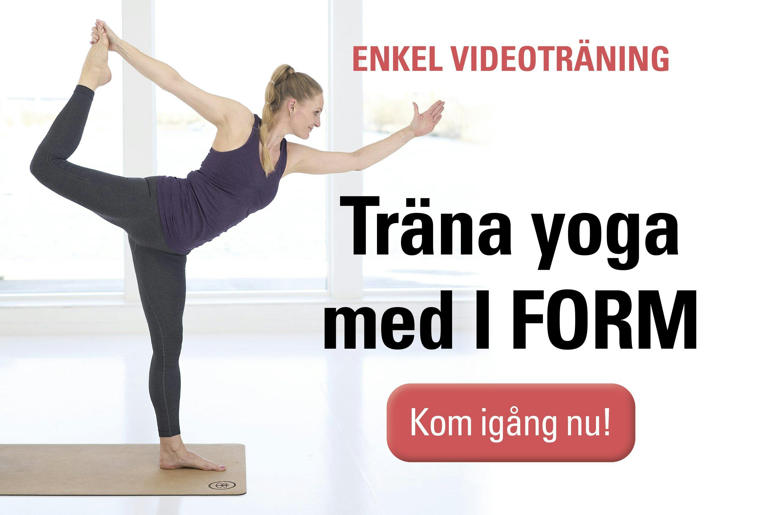 Kvinna tränar yoga och det är en länk till I FORMs yogaträning