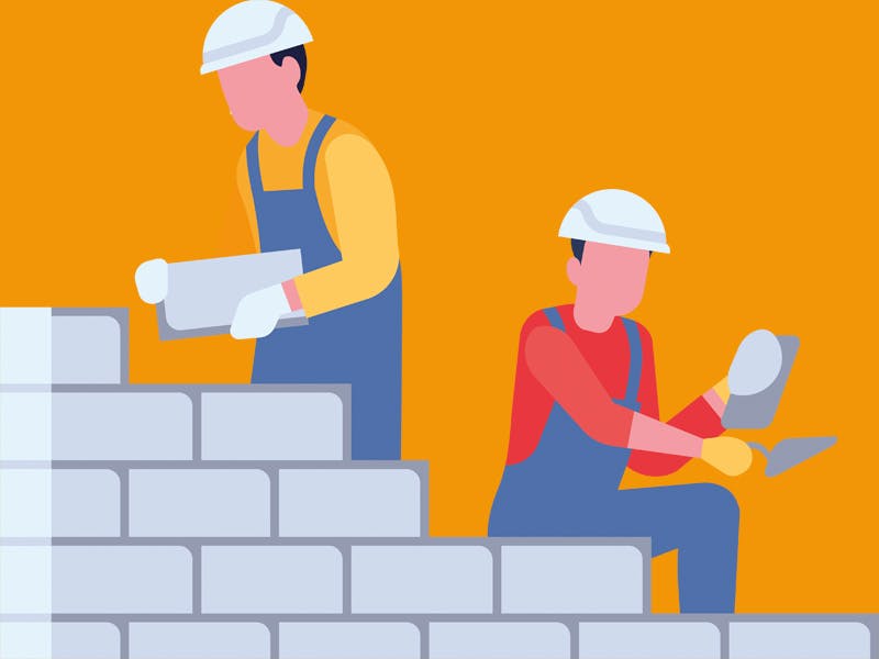 Tegning af to mænd, der arbejder