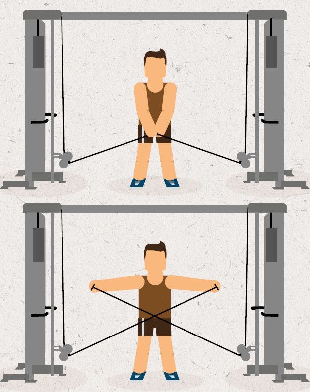 Teckning av person som gör cable lateral raise
