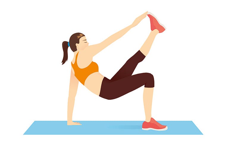 kuvituskuva naisesta, joka tekee paikallaan marssiva rapu -liikettä