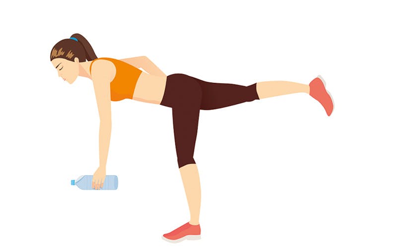 kuvituskuva naisesta, joka tekee yhden jalan maastavetoa