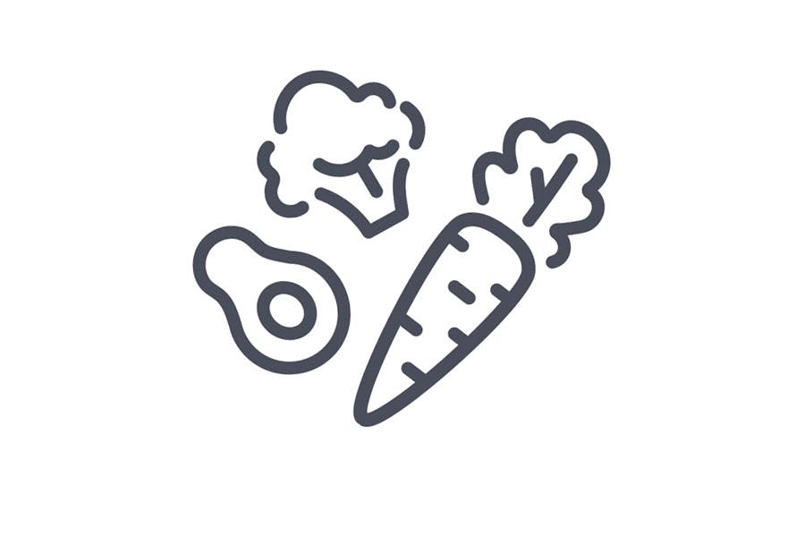 ikon for vegetarretter - vegetarisk middag er lik sunn middag