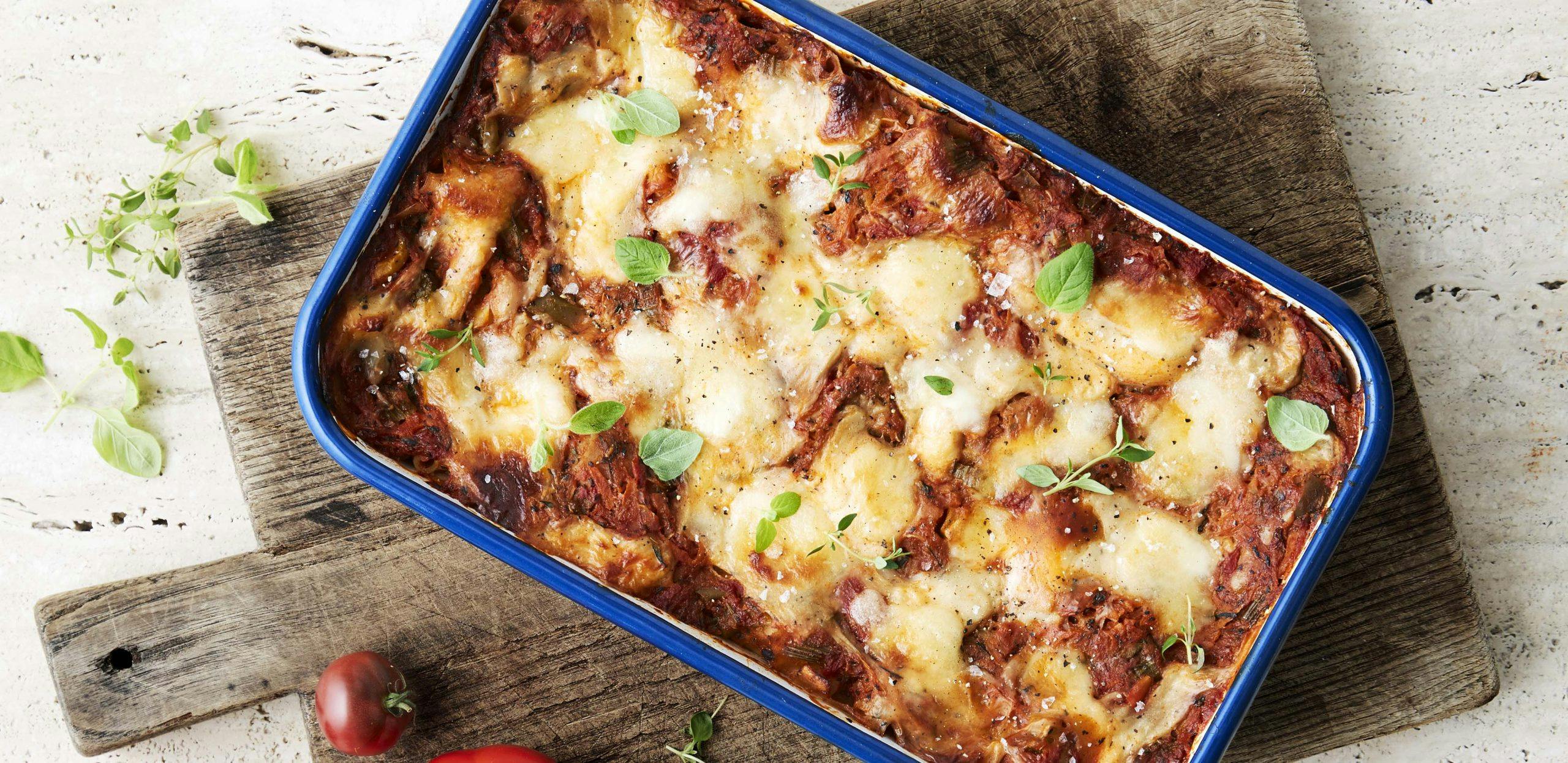 Sund og vegetarisk grøntsagslasagne