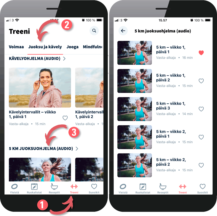Vasta-alkajan 5 km juoksuohjelma – kuunneltava juoksuohjelma KUNTO PLUS -sovelluksessa