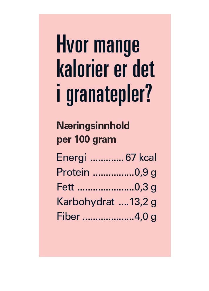 Hvor mange kalorier er det i granatepler?
