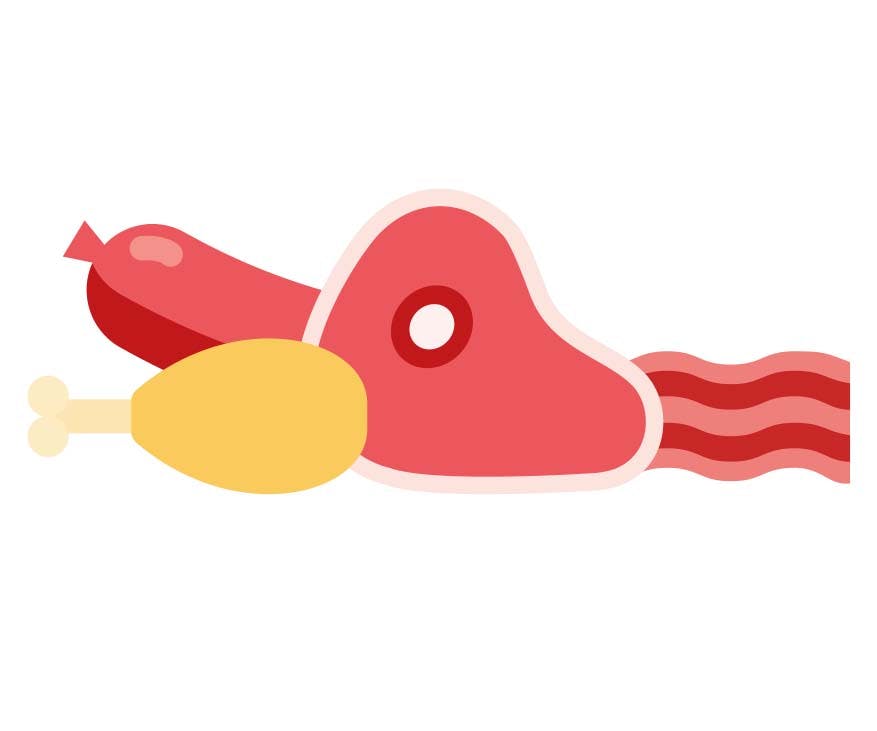 Illustrasjon av ulike typer kjøtt til one pots