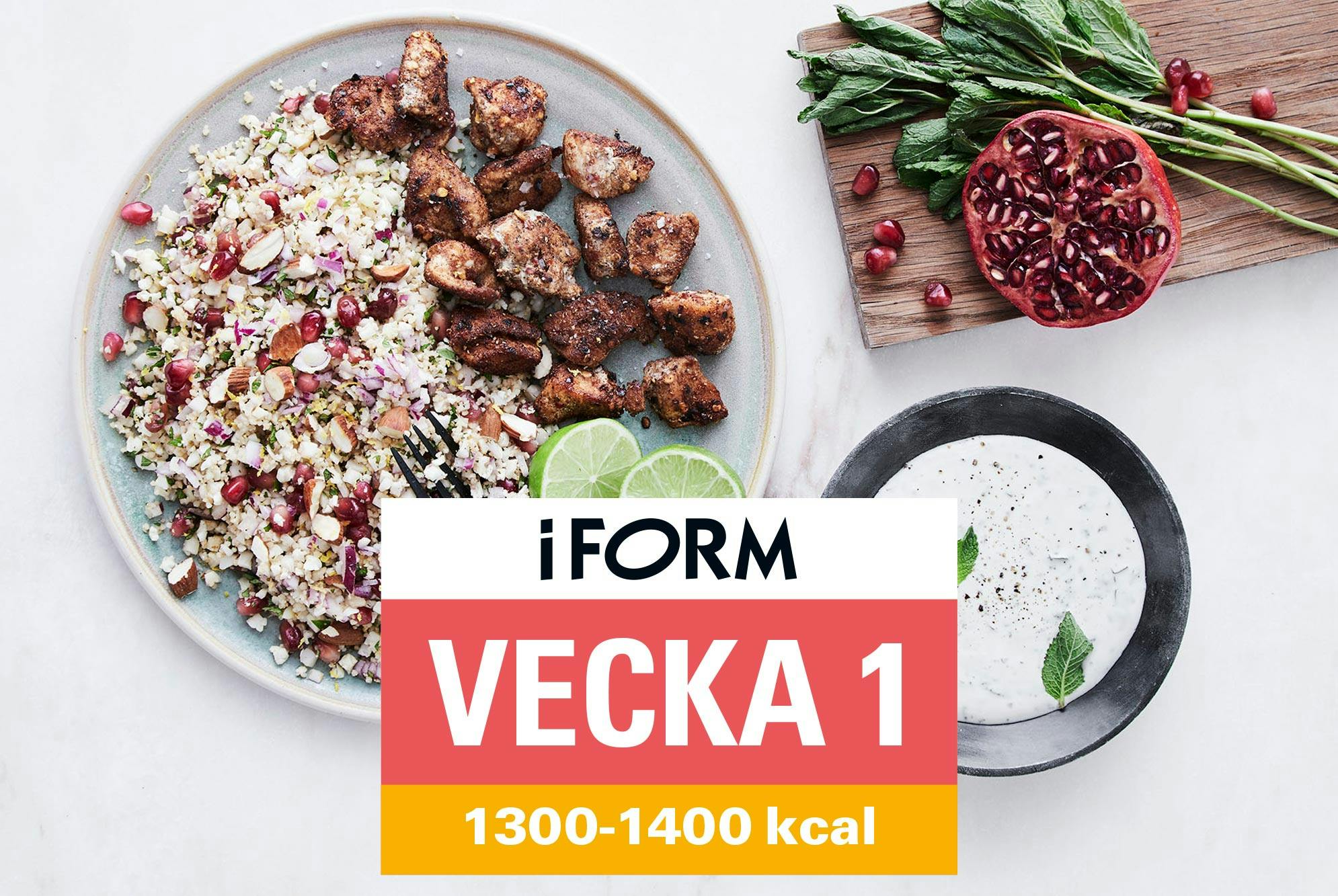 Kostplan 1300-1400 kcal, vecka 1 – blomkålscouscous-sallad med kyckling