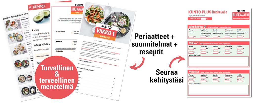 Tämä kaikki kuuluu laihduttamista tukevaan KUNTO PLUS Ruokavalioon
