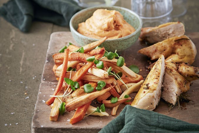 kylling med sellerifritter