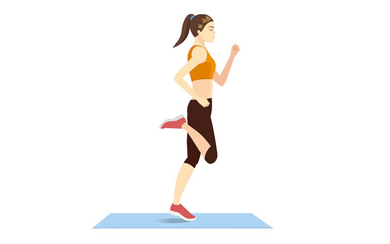 Kuvituskuva kantapotkuja tekevästä naisesta