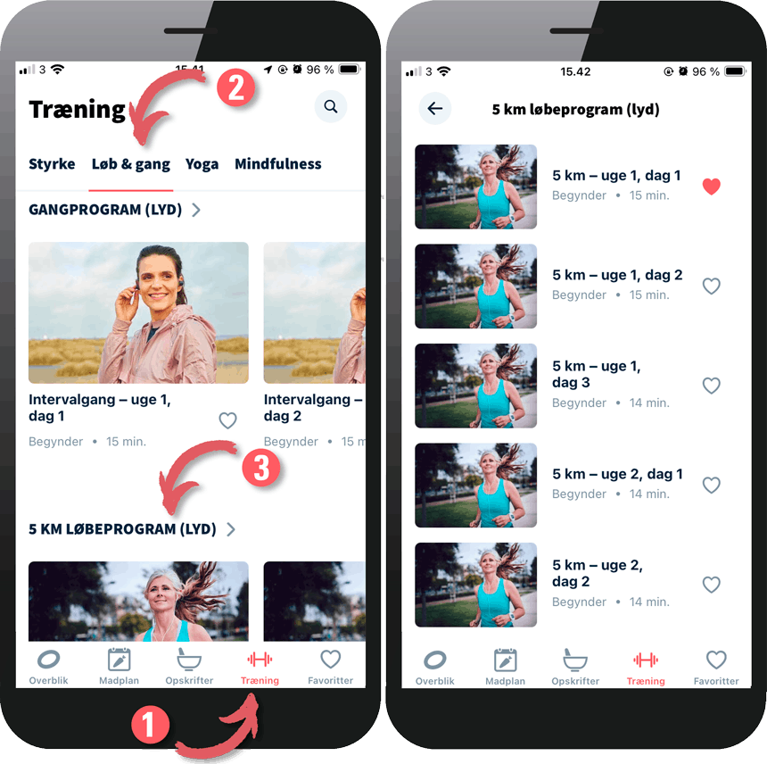 Løbeprogram med lyd i I FORMs app
