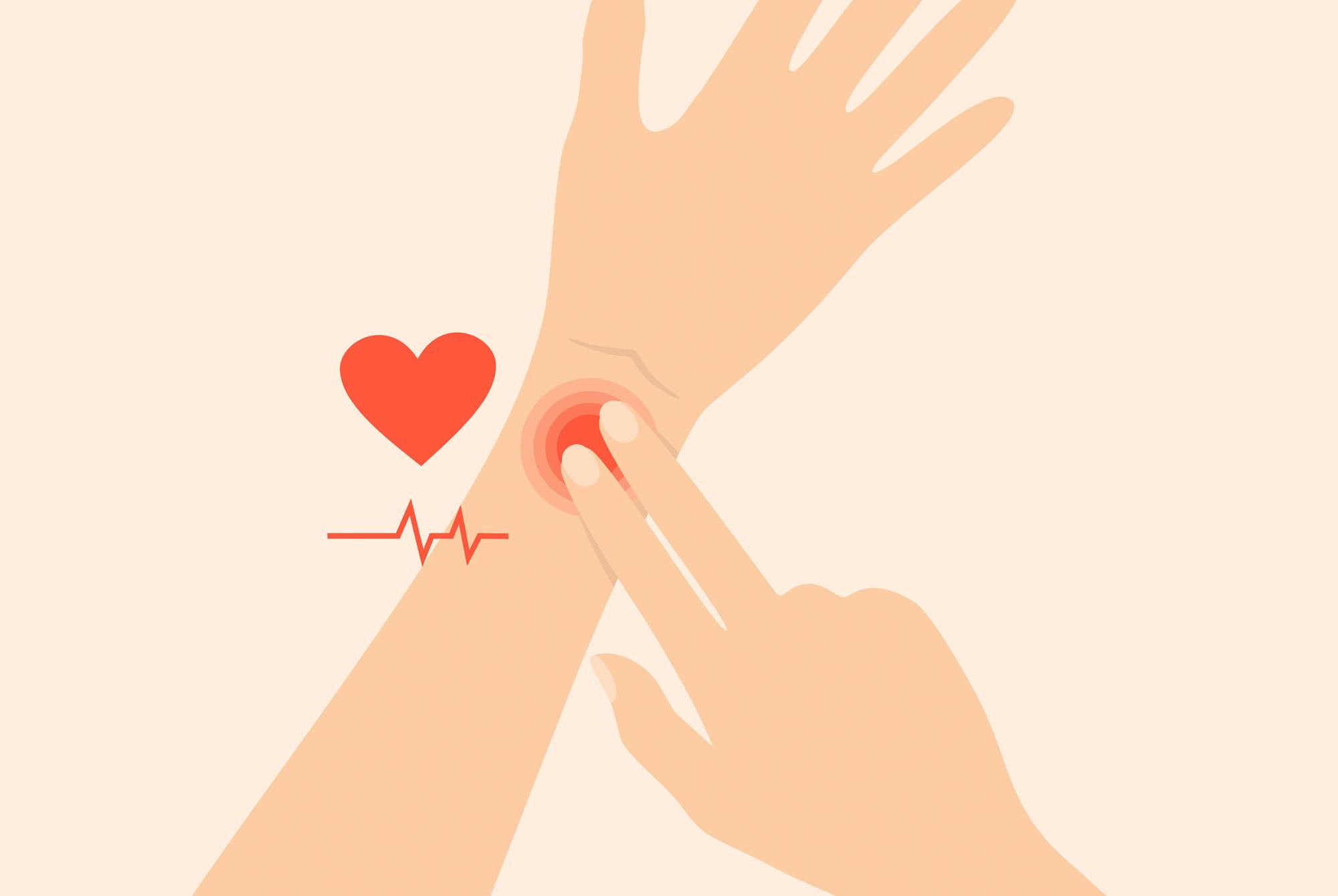 nainen mittaa leposykettä ranteesta