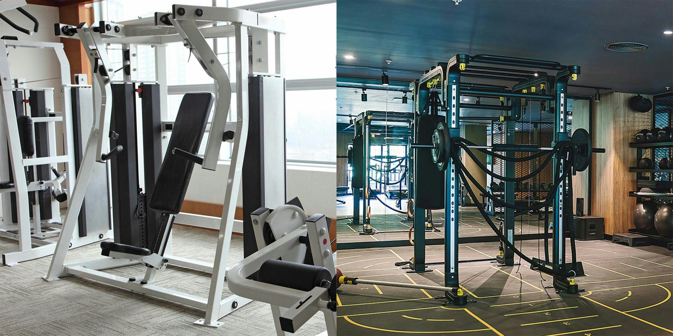 en skulderpressmaskin og en Smith-maskin