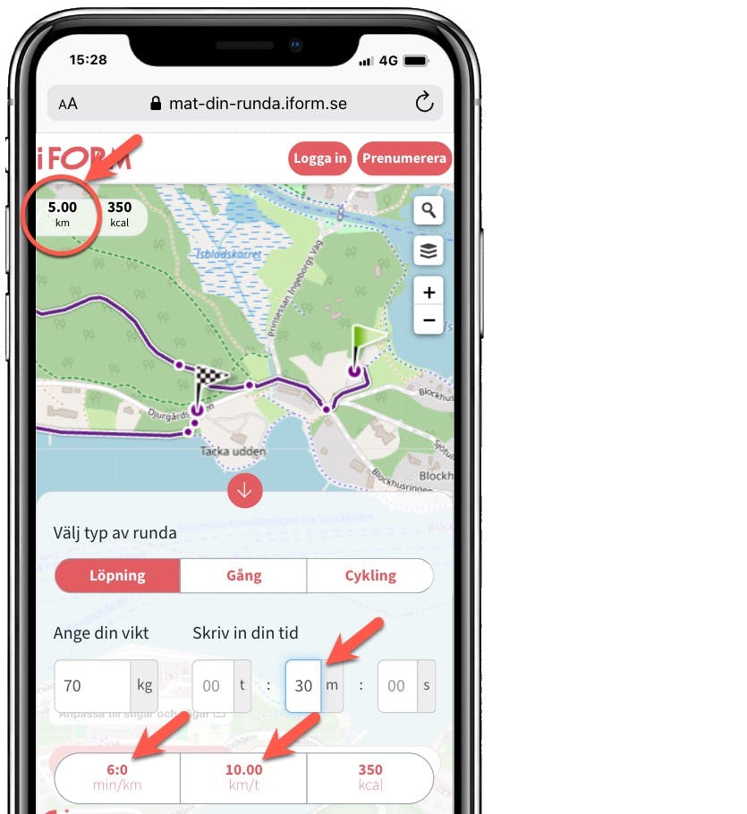 Så här kontrollerar du din genomsnittshastighet och tempo i ruttplaneraren Mät din runda