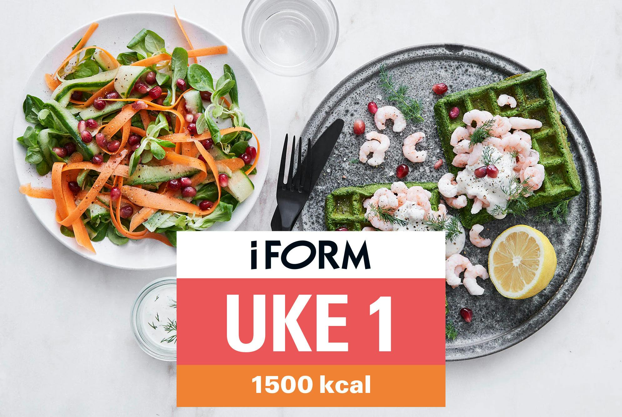 Matplan 1500 kcal uke 1 – vafler på menyen