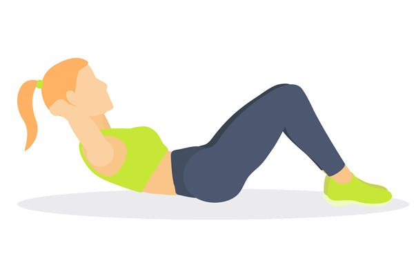 Grafik, kvinde laver en mavebøjning