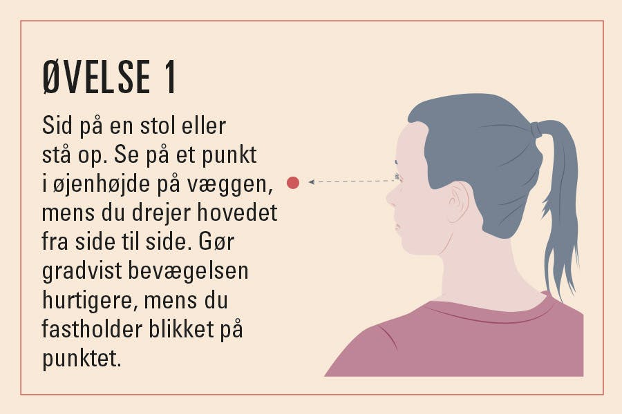 illustration af øvelse mod svimmelhed fikspunkt