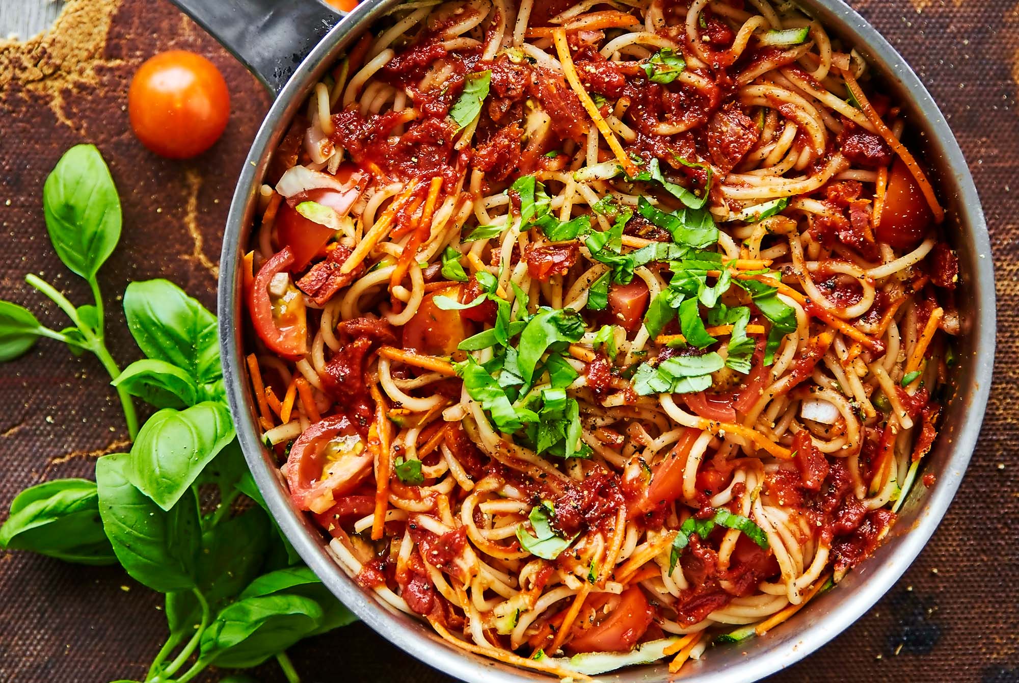 Gluten free pasta dish with tomato and cheese