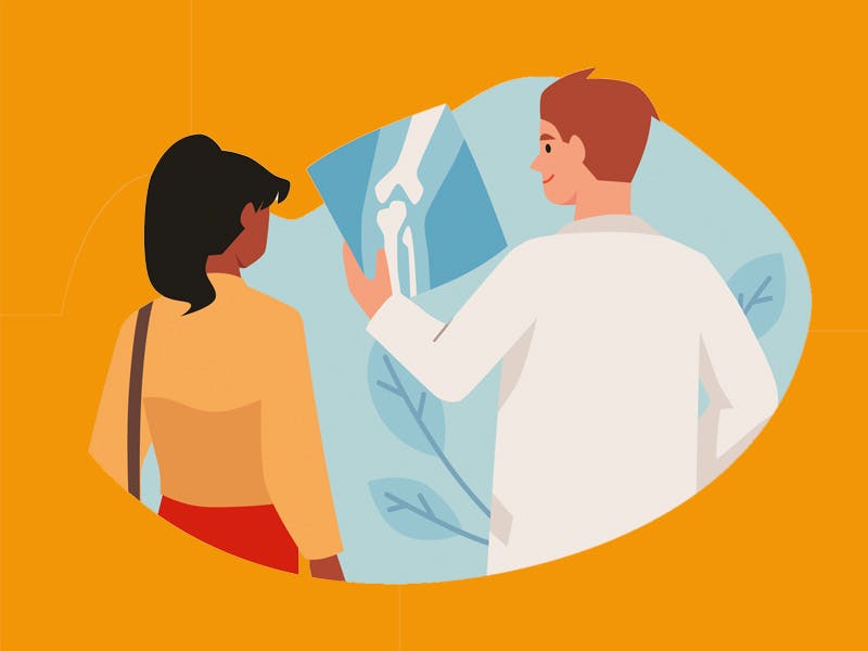 tegning af læge og patient