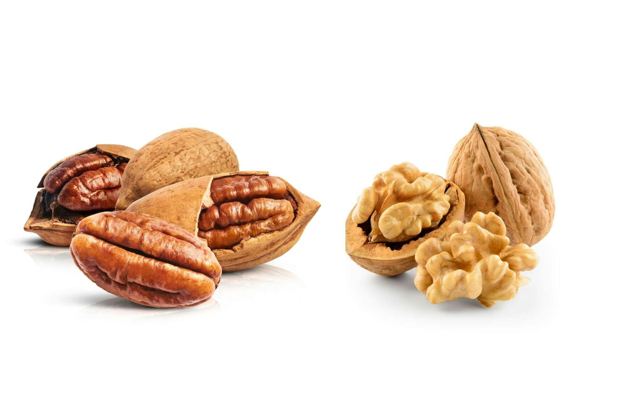 pekannøtter og valnøtter