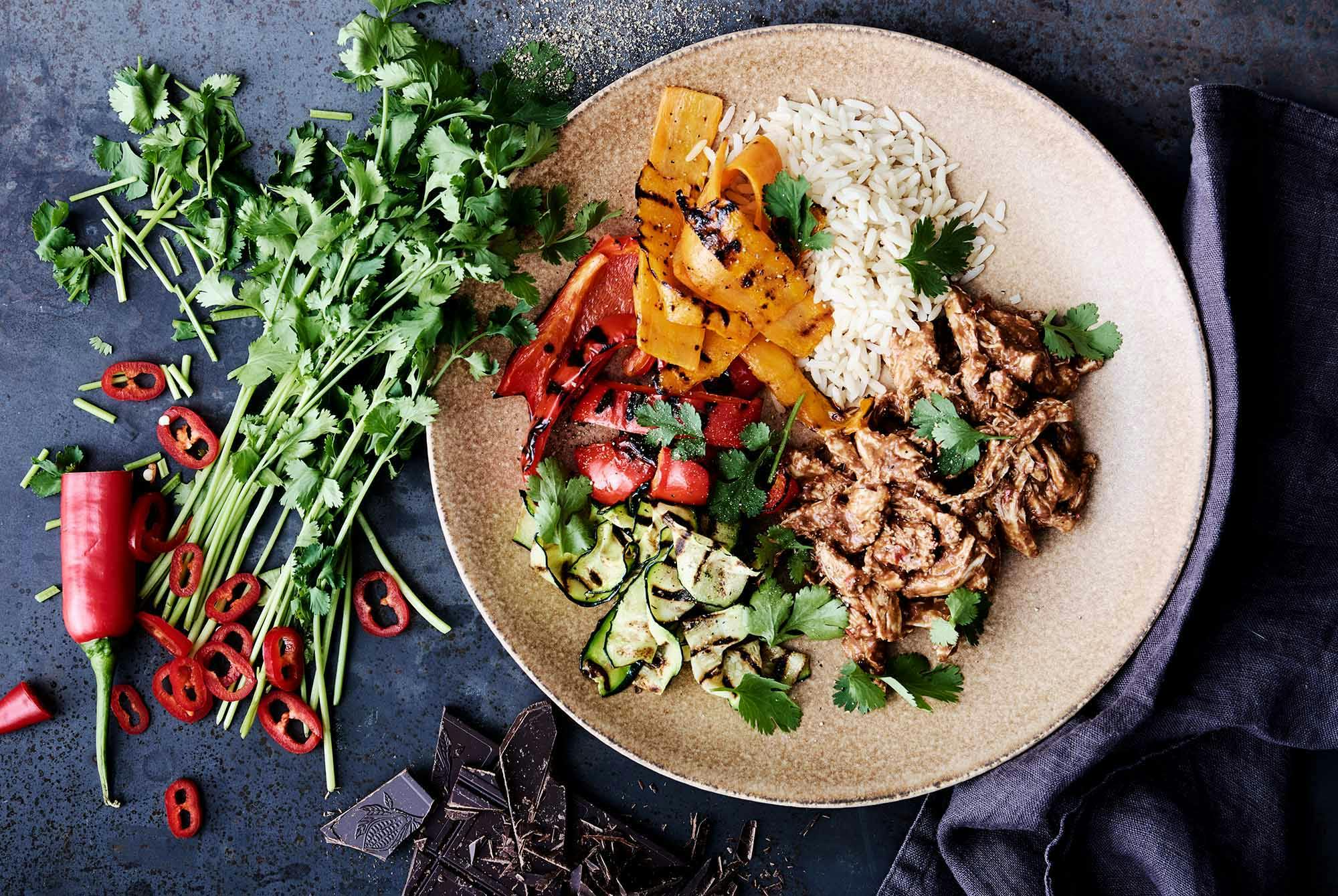 pulled chicken i molesaus