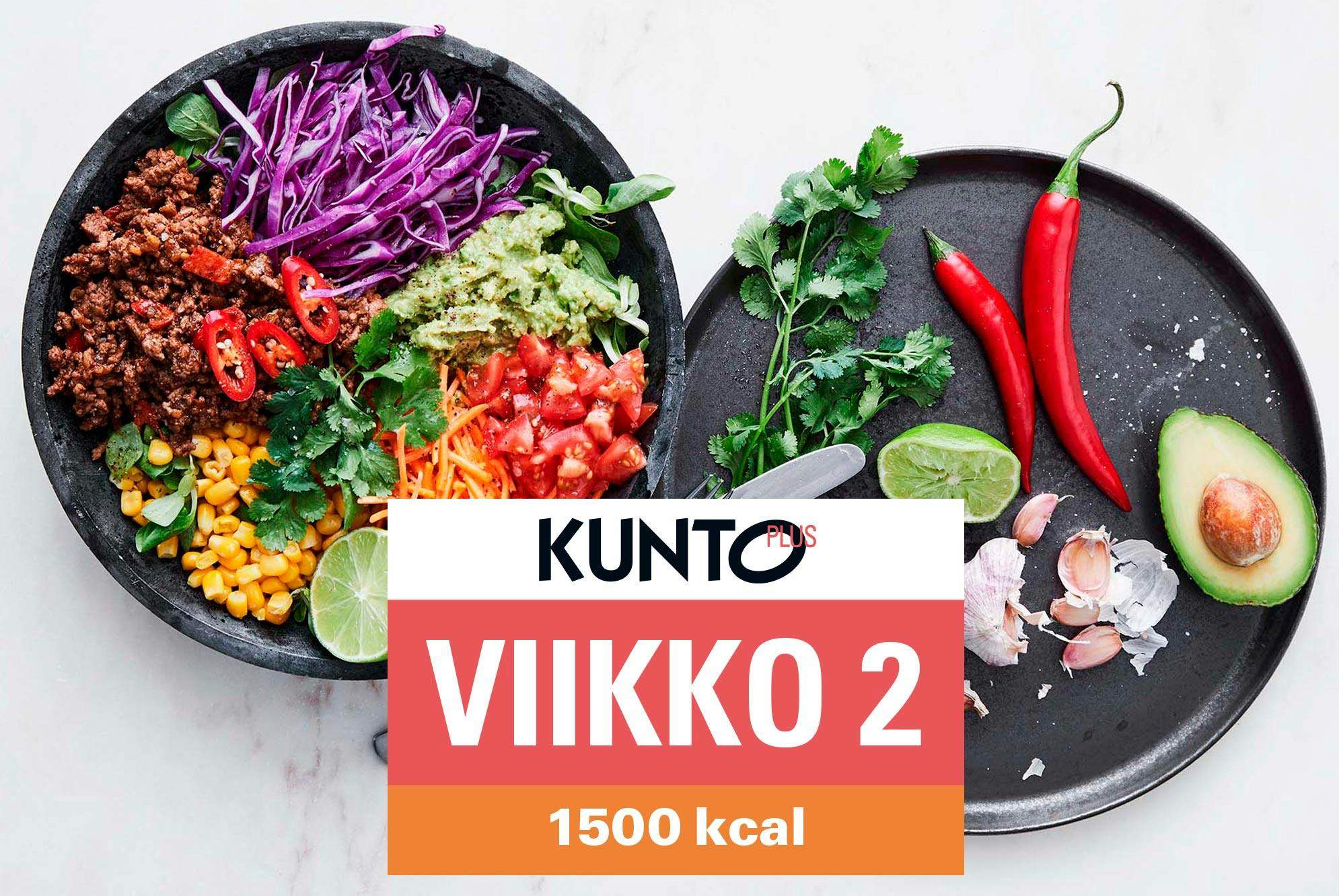 Ruokavalio 1500 kcal viikko 2 – texmex-kulho.
