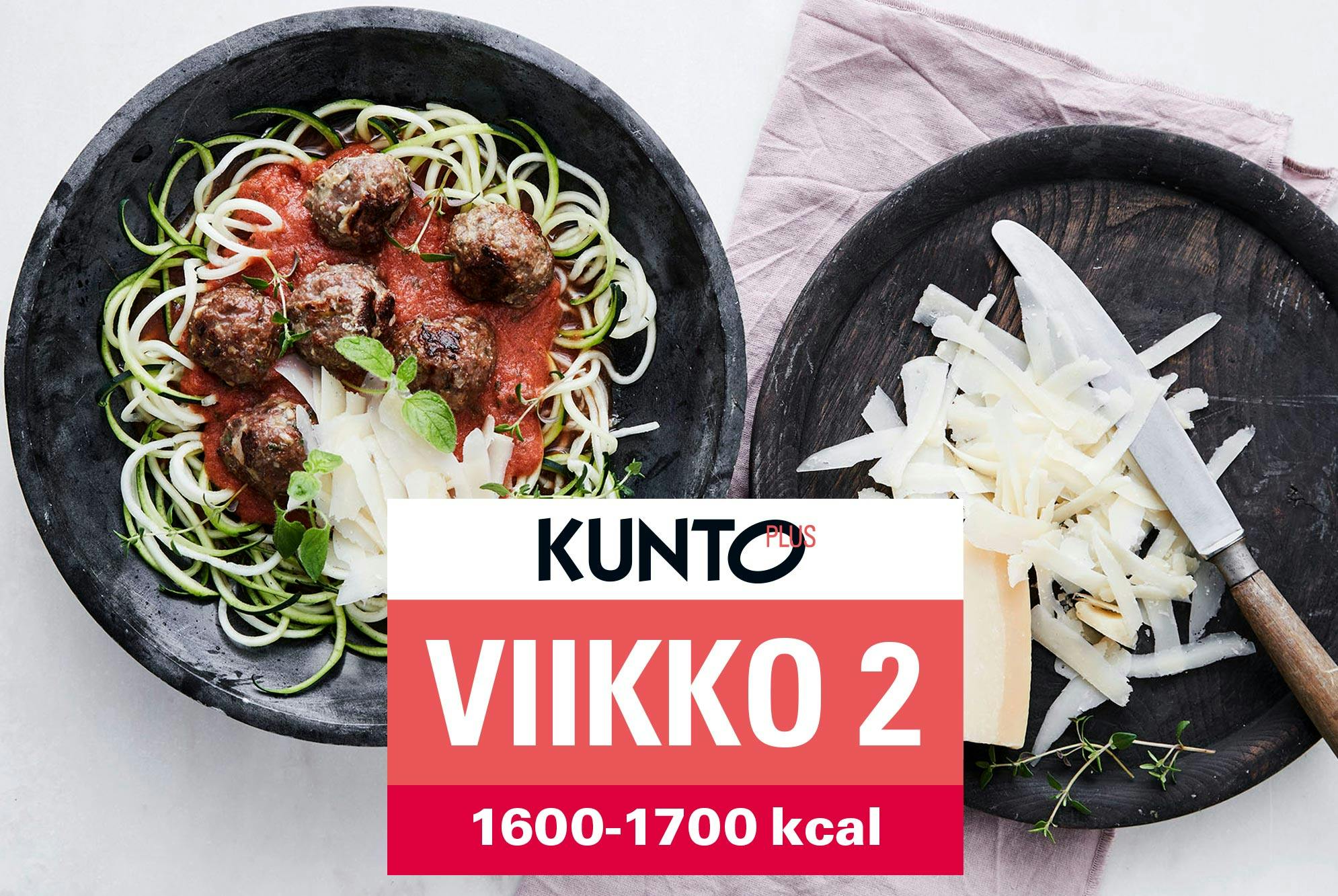 Ruokavalio 1600–1700 kcal viikko 2 – Spagetti ja linssibolognese