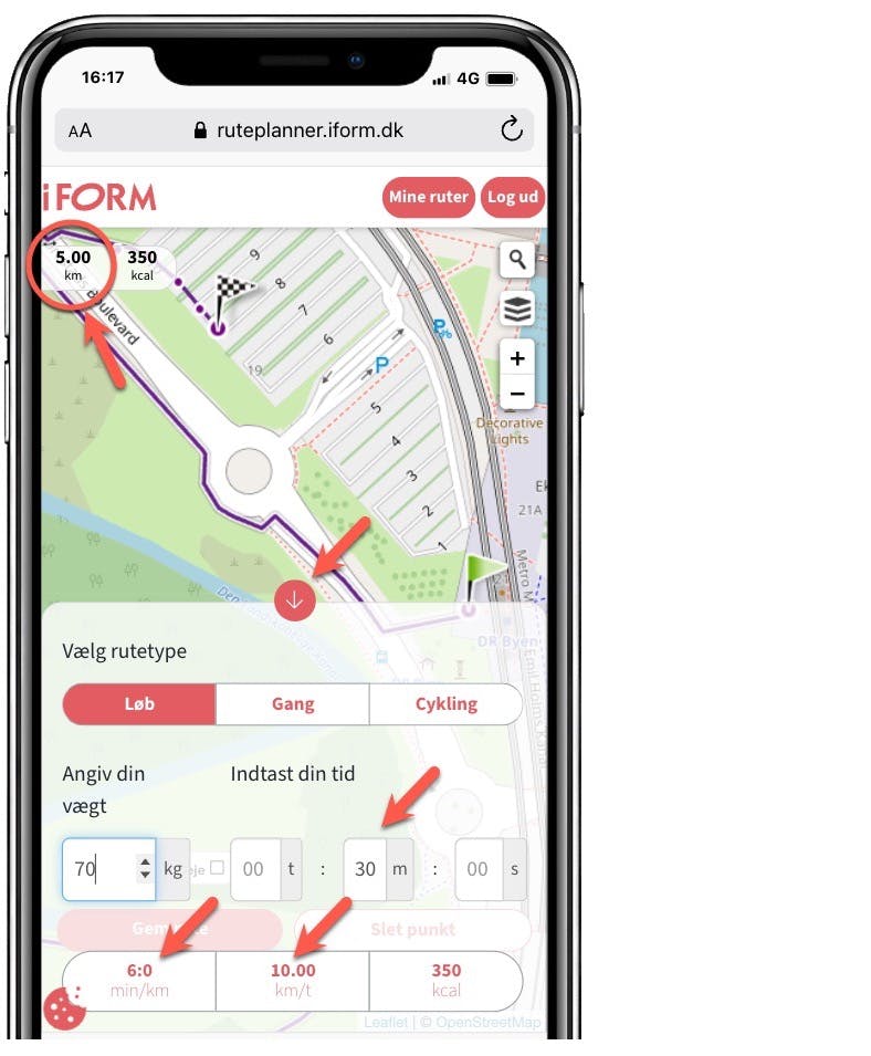 Sådan tjekker du din genemsnitshastighed og pace i Ruteplanneren
