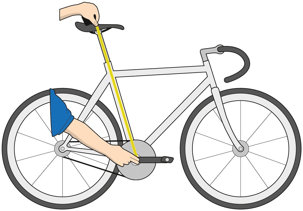Teckning av cykel med rätt sadelhöjd