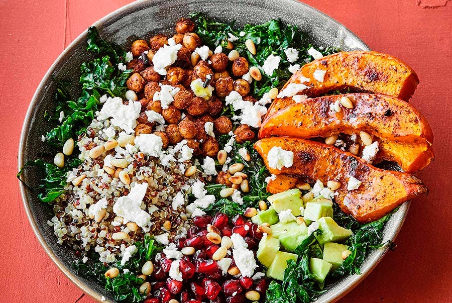 Buddha bowl med bagt græskar