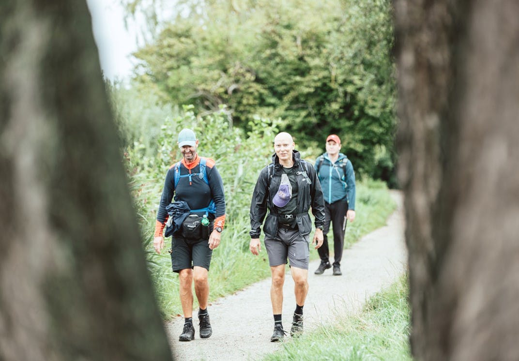 Vandrere på sti i dansk natur