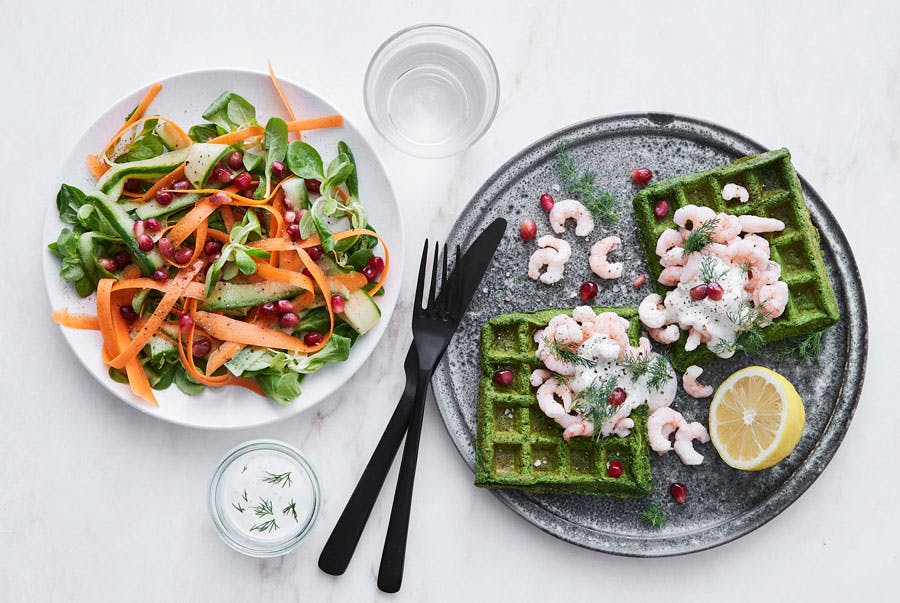 Matplan, middag - spinatvafler