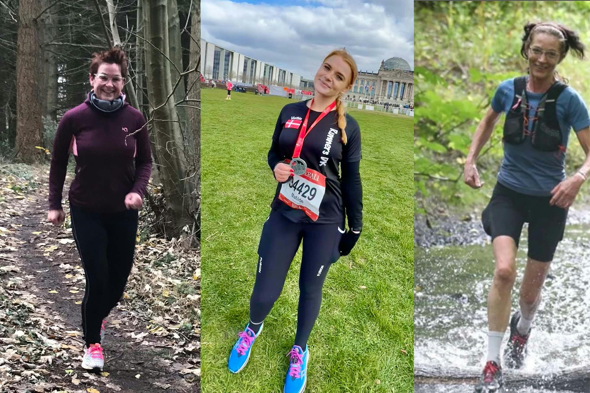 Bilder av tre løpere som har løpt mosjonsløp – deres erfaringer.