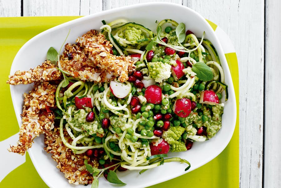 squashpasta med spicy kylling