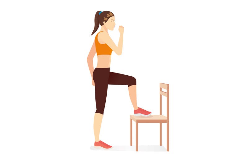 kuvituskuva naisesta, joka tekee penkille nousua