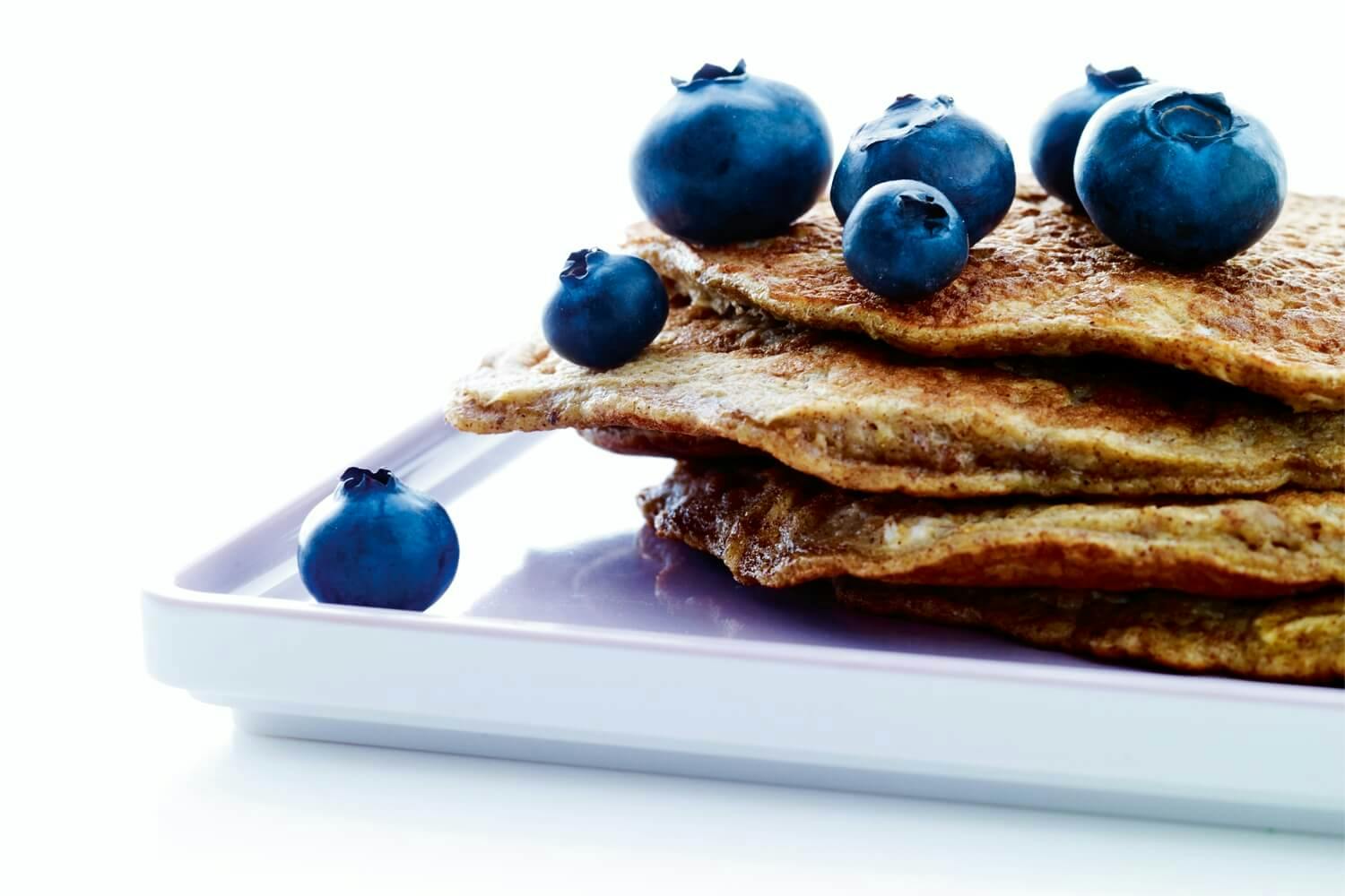 bananpannekaker med blåbær