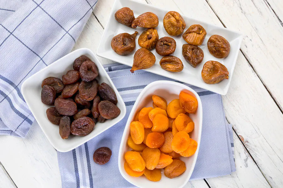 tørret frugt, abrikoser, figner og dadler