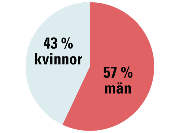 Grafik med kønsfordeling af diabetes 1