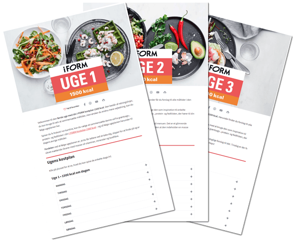 Ugeplaner til kostplan - eksempler