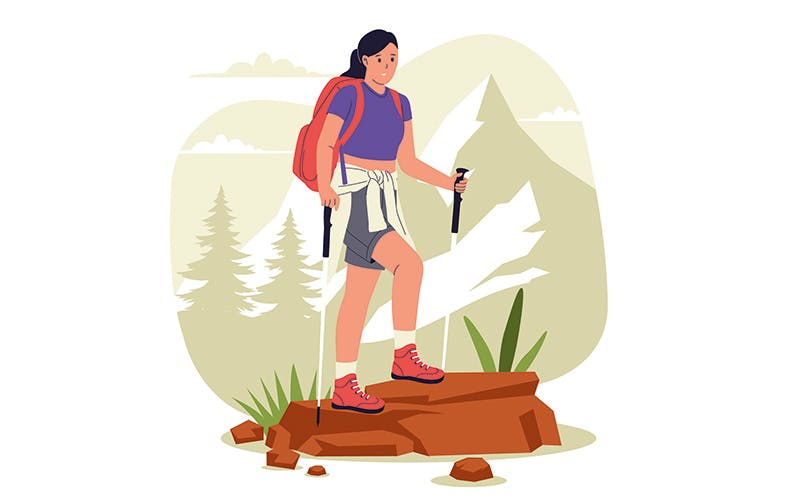 illustrasjon av en kvinne som går