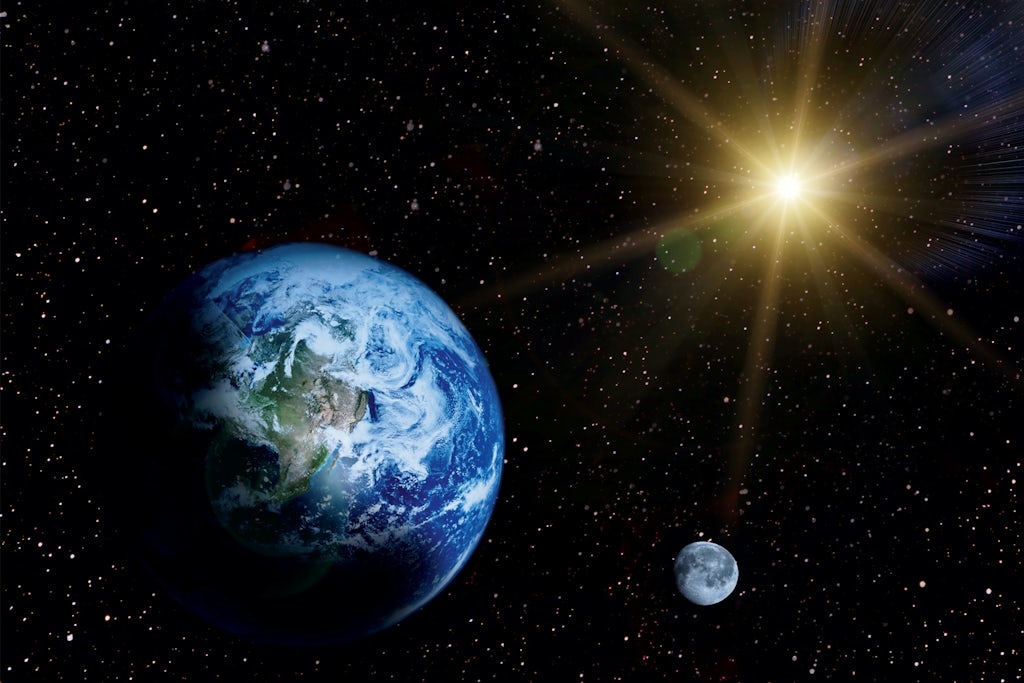 Earth, moon and sun