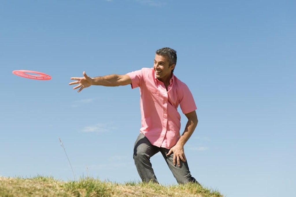 Throwing a frisbee
