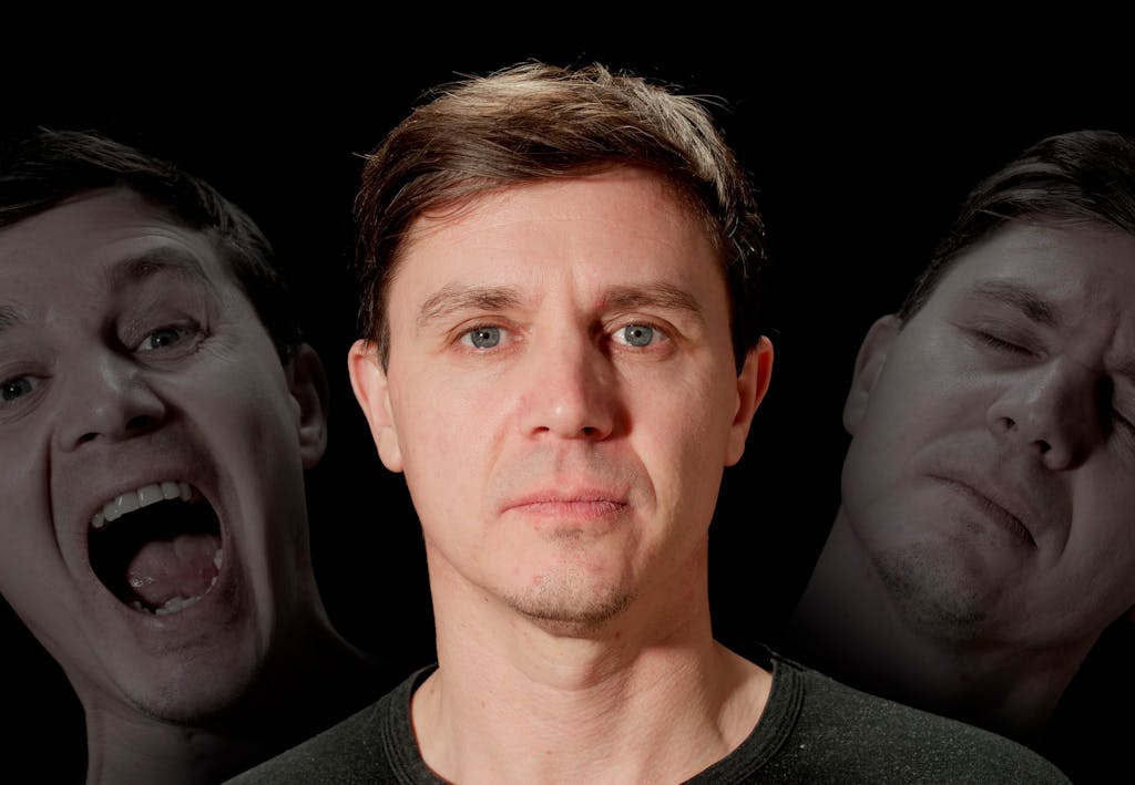 man with changing personalities