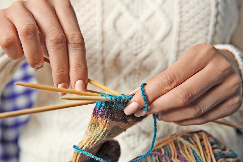 Woman,Knitting,Small,Socks