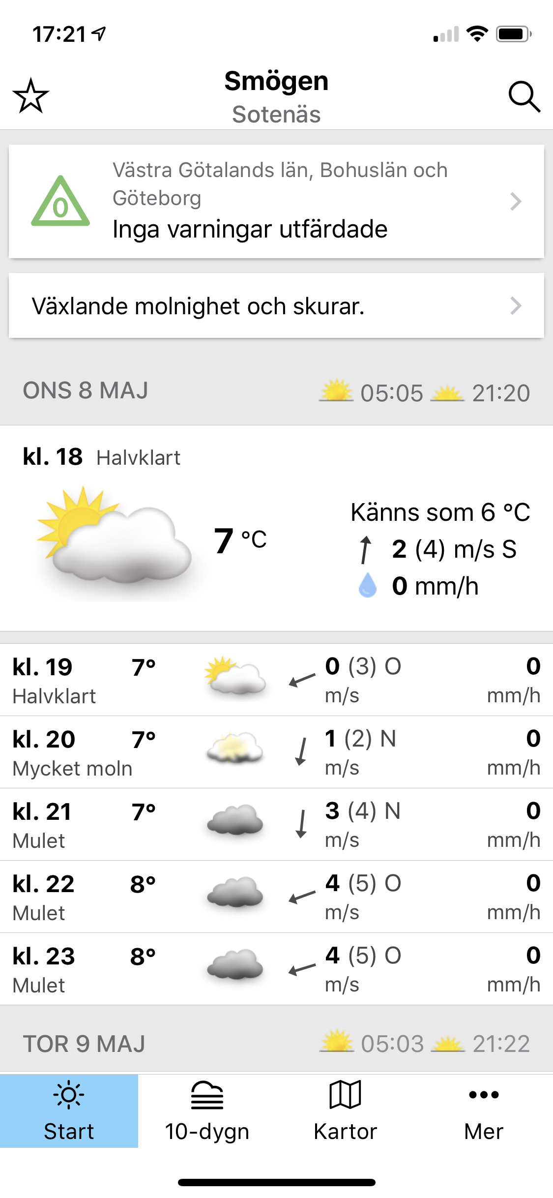 SMHI app för iPhone