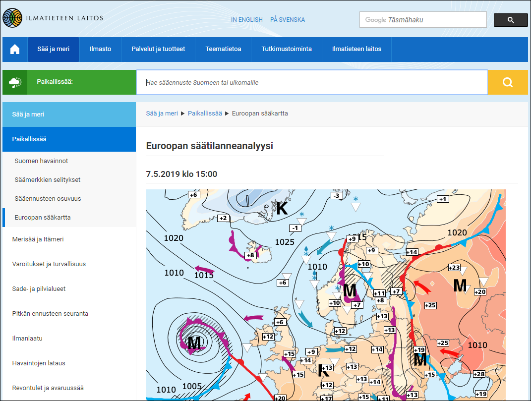 Ilmatieteen laitoksen sää