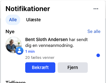 Venneanmodning på Facebook