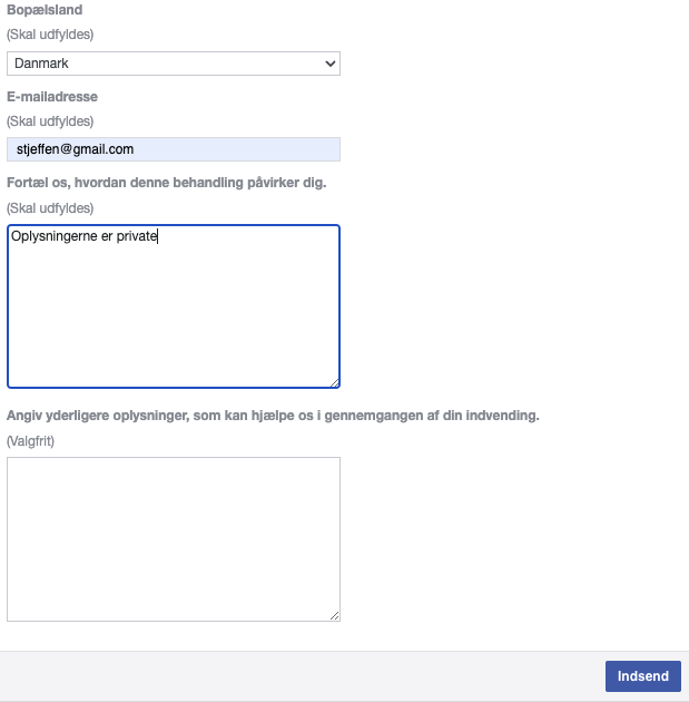 Invänd mot Facebooks användning av dina uppgifter.